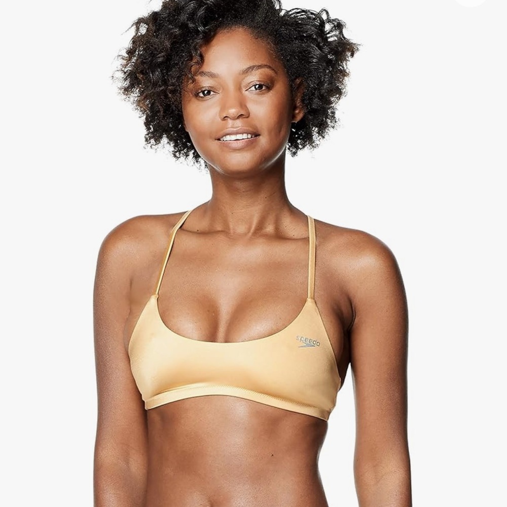 Speedo Bikini Top Endurance Tie Back, Gold, Size Large, NWOT